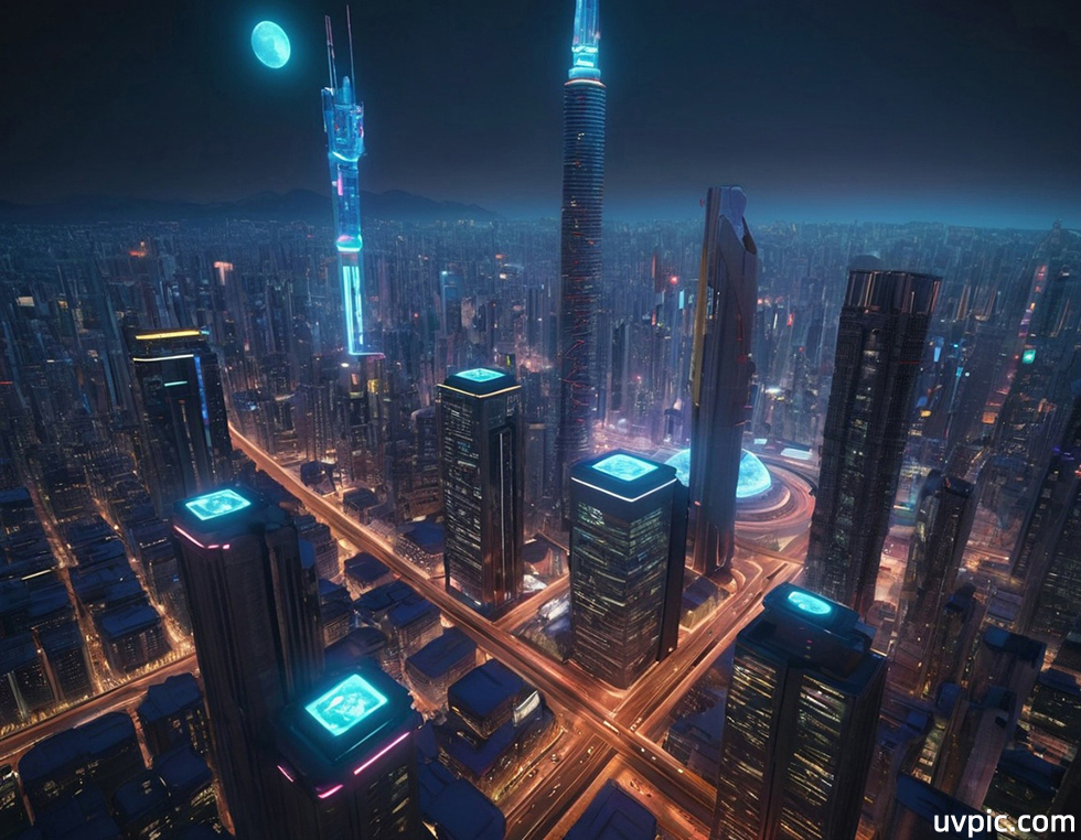 赛博朋克风格的城市夜景