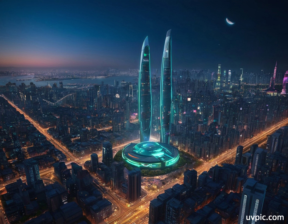 赛博朋克风格的城市夜景