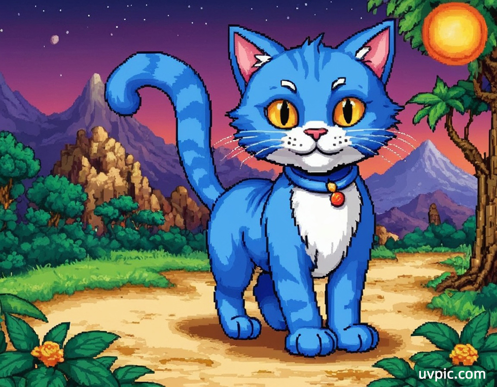 游戏像素风-蓝猫