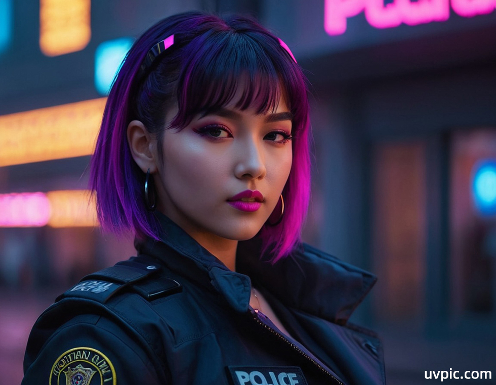 赛博朋克警察特写