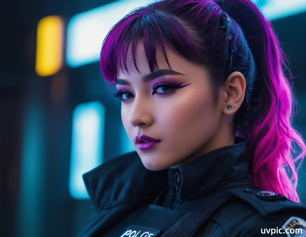 赛博朋克警察特写