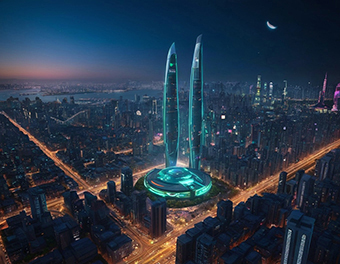 赛博朋克风格的城市夜景