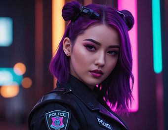 赛博朋克警察特写